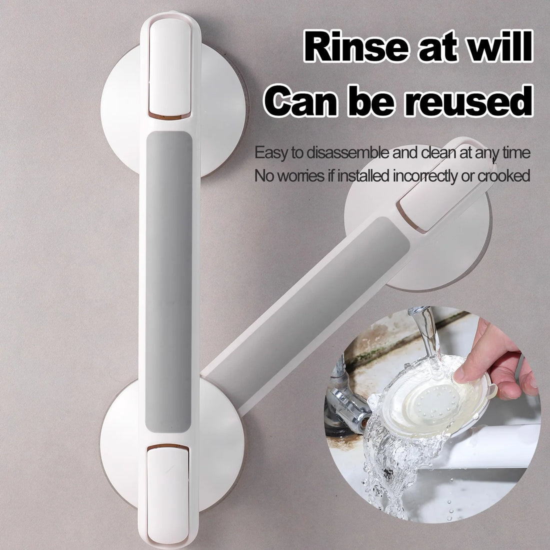 Straight Suction Cup Shower Grab Bar