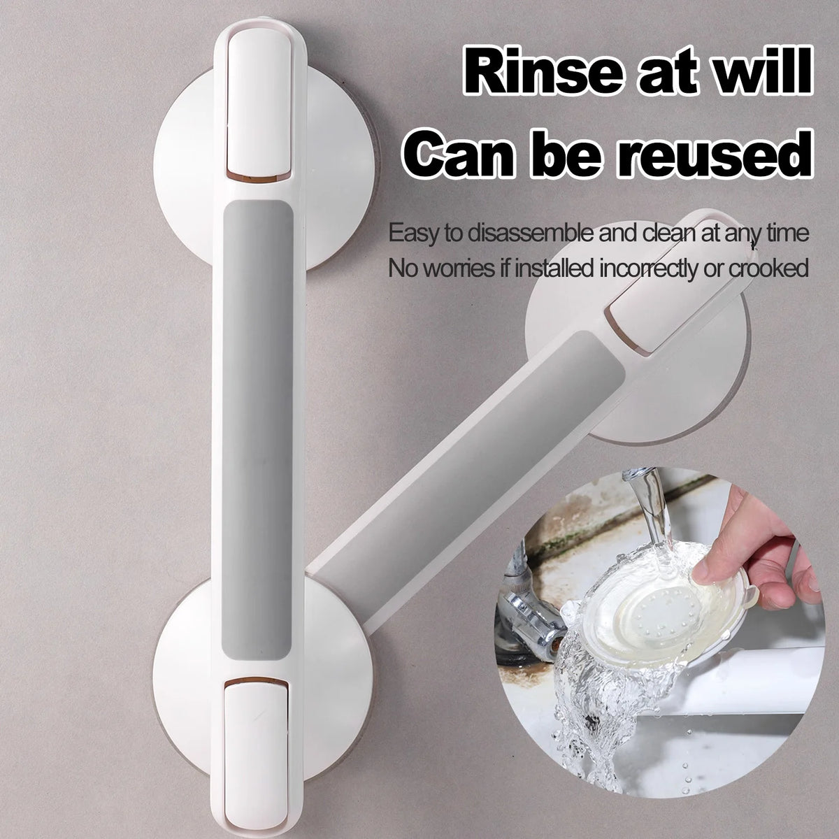 Straight Suction Cup Shower Grab Bar