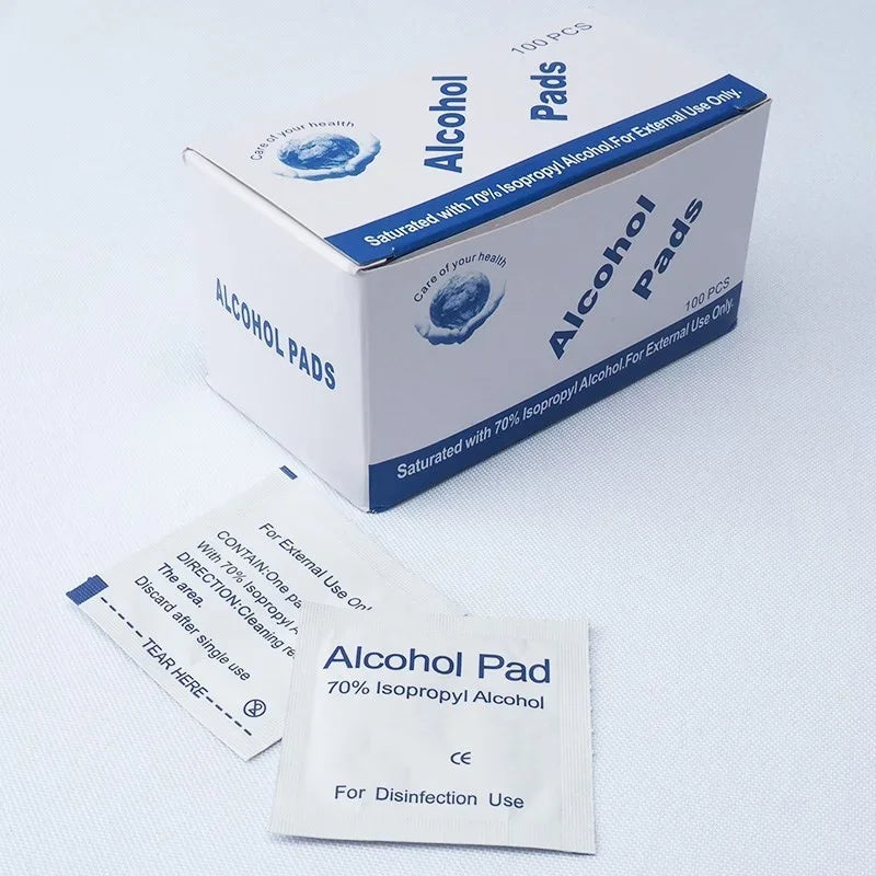 Alcohol Prep Pads, 100 Pcs, 75% Alcohol Swabs