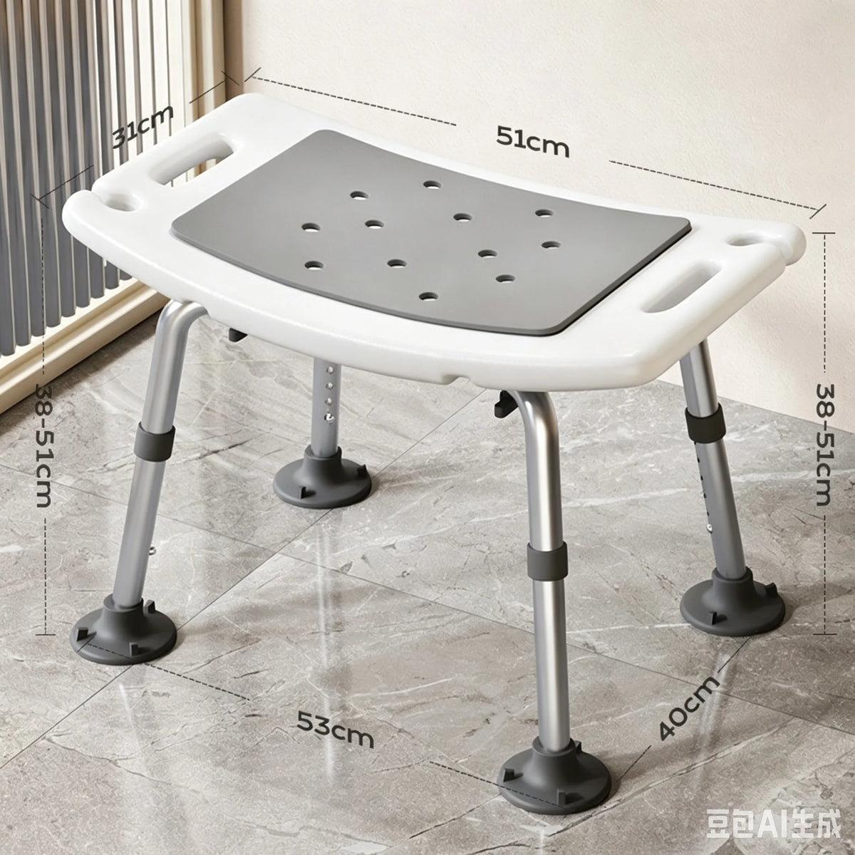 Height-Adjustable Cushioned Bath Stool