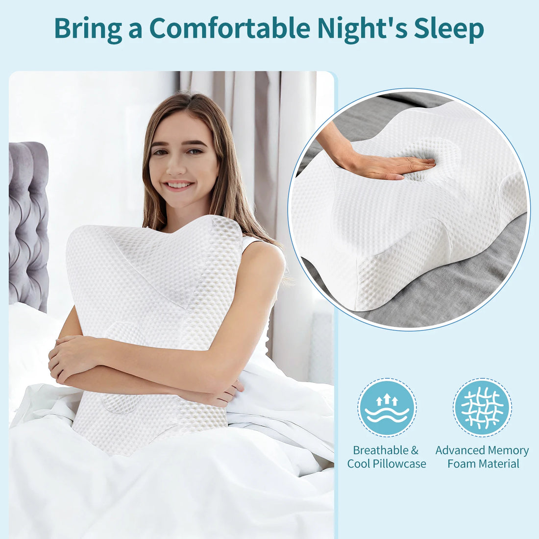 King Size Memory Foam Neck Pillow with Washable Cover
