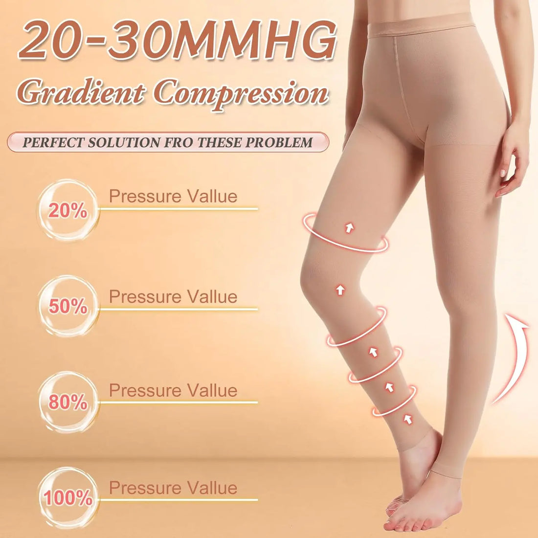 Unisex Footless Compression Tights 20–30 mmHg