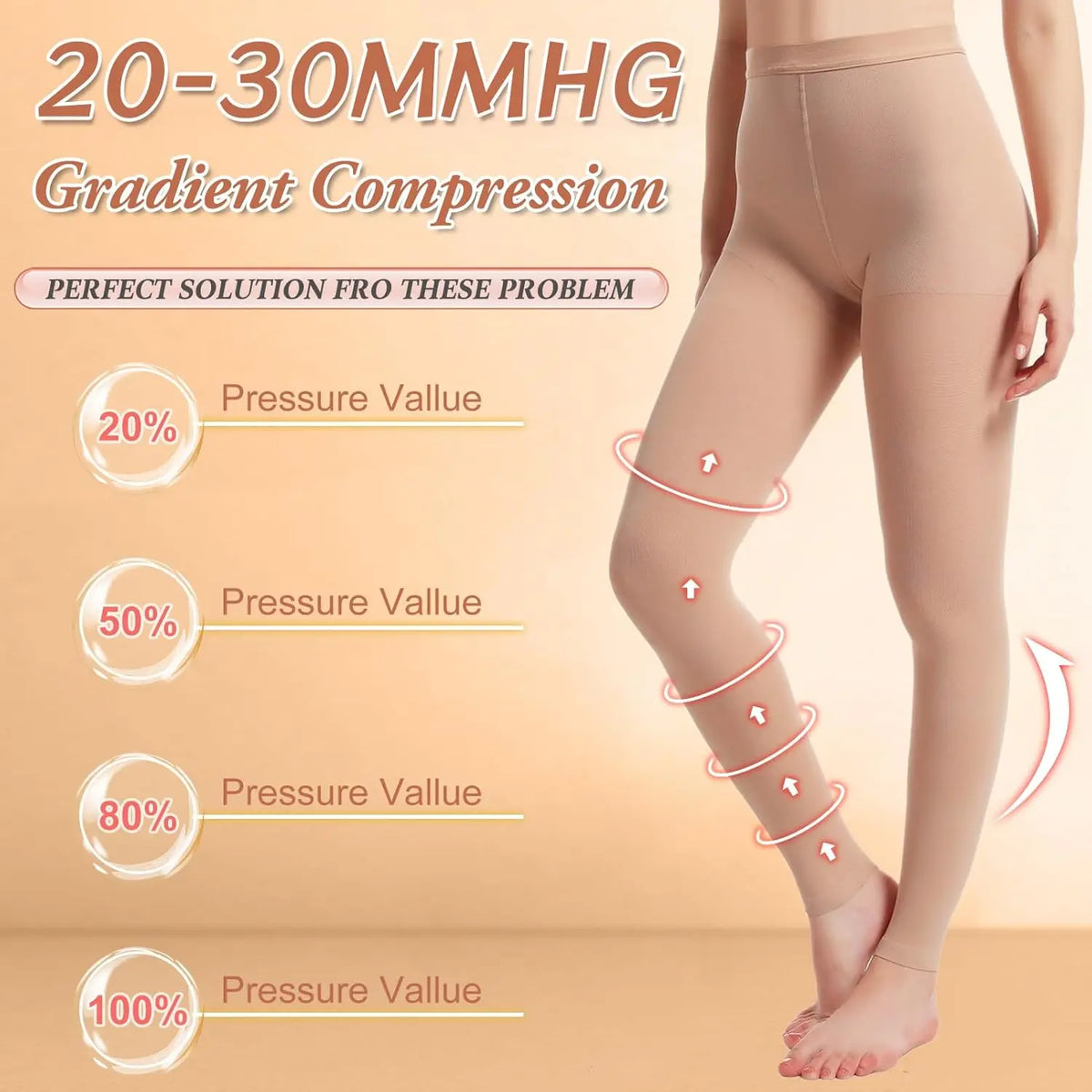 Unisex Footless Compression Tights 20–30 mmHg