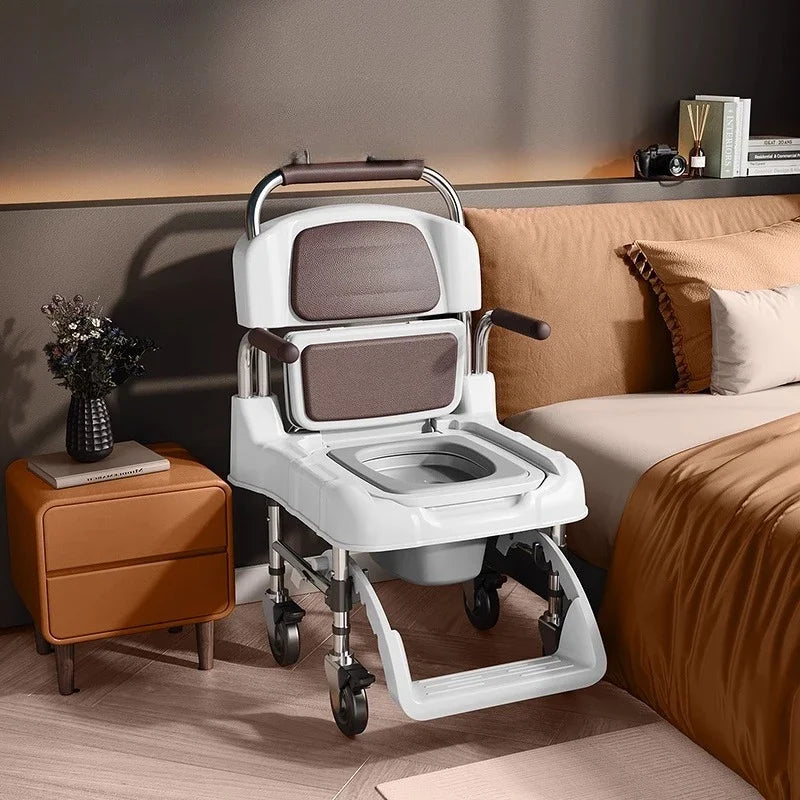 Mobile Bedside Commode for Indoor Toileting