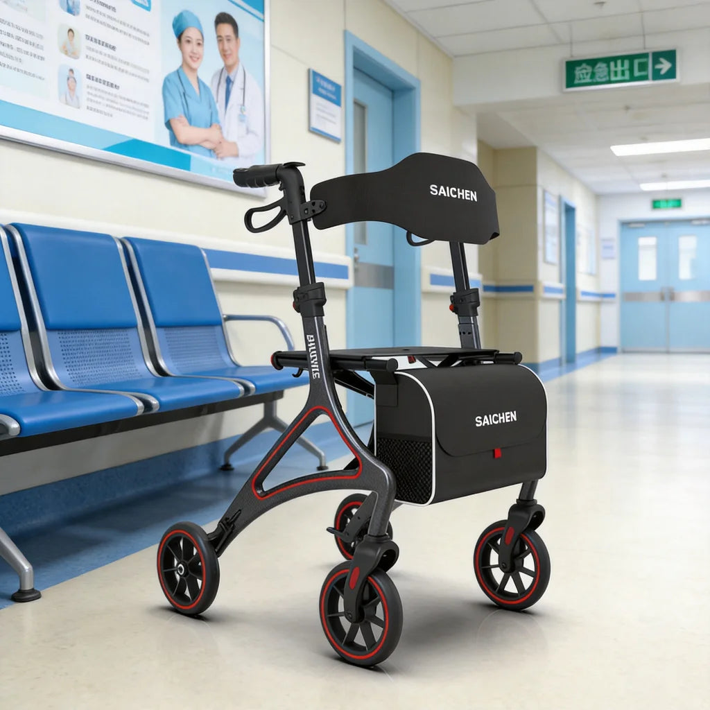 Foldable Rollator Walker with Seat