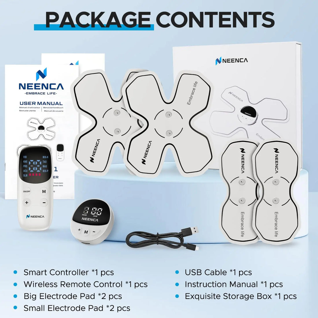 Rechargeable Wireless TENS Unit with 9 Modes