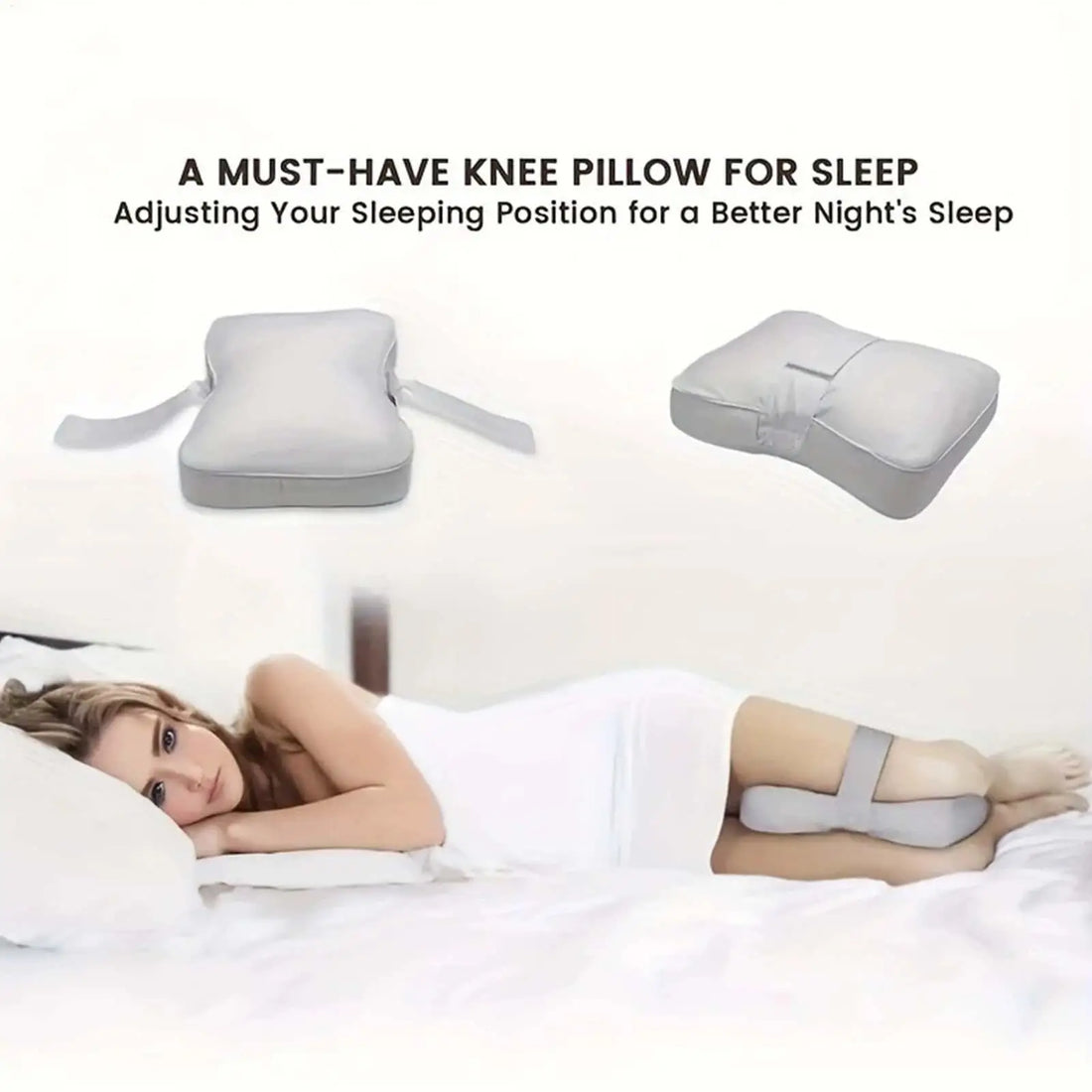 Knee Pillow for Side Sleepers with Adjustable Strap