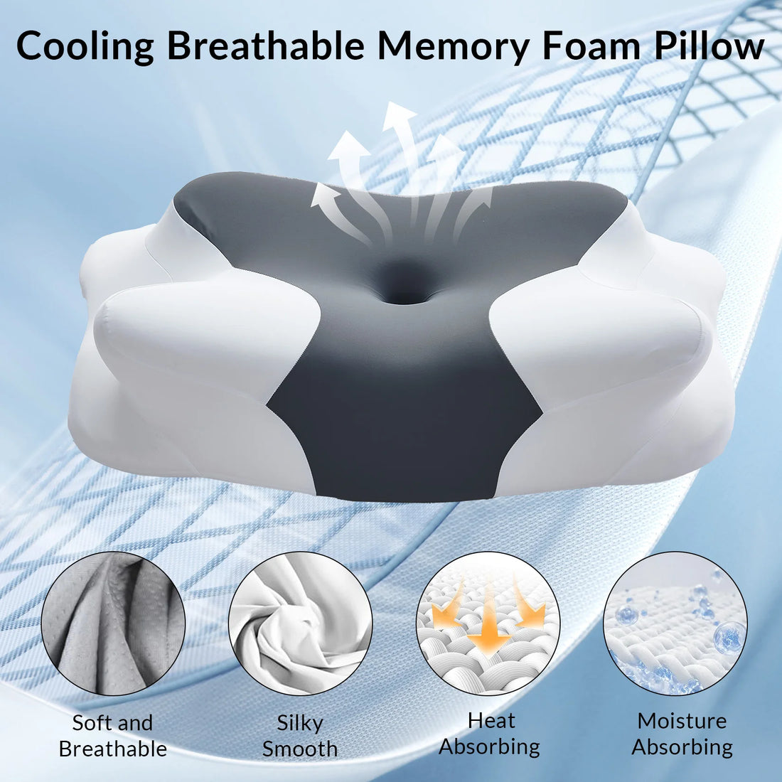 Ergonomic Cervical Memory Foam Pillow with 4-Zone Support