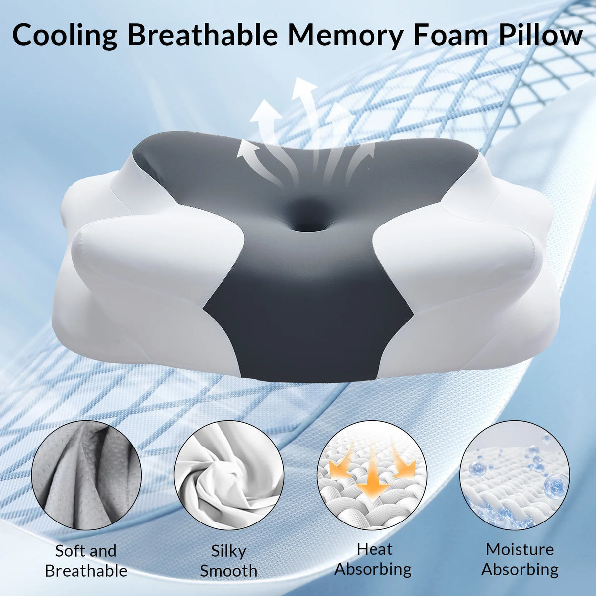 Ergonomic Cervical Memory Foam Pillow with 4-Zone Support