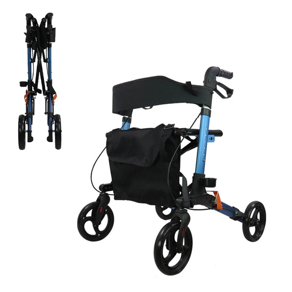 Folding Upright Walker with Seat and Storage Bag