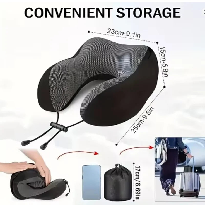 Hooded Memory Foam Travel Neck Pillow