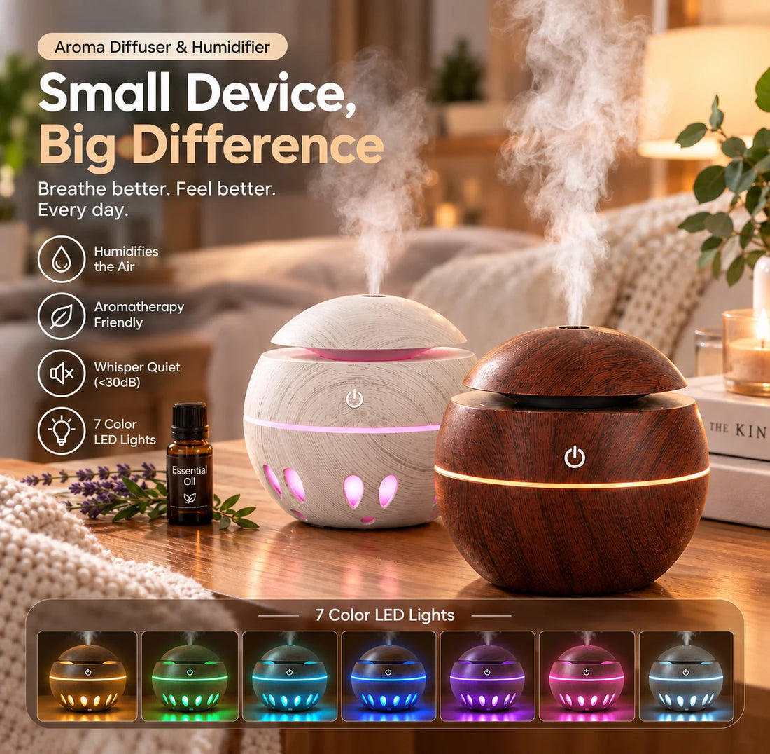 Cool Mist Humidifier with 7-Color LED Night Light