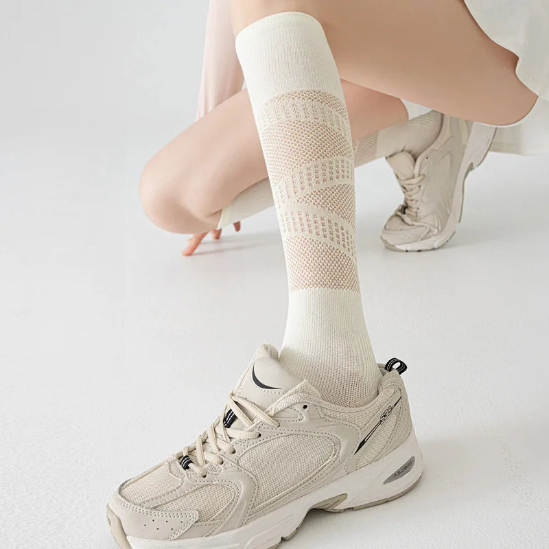 Women's Thin Mesh Knee-High Compression Socks, 2 Pairs