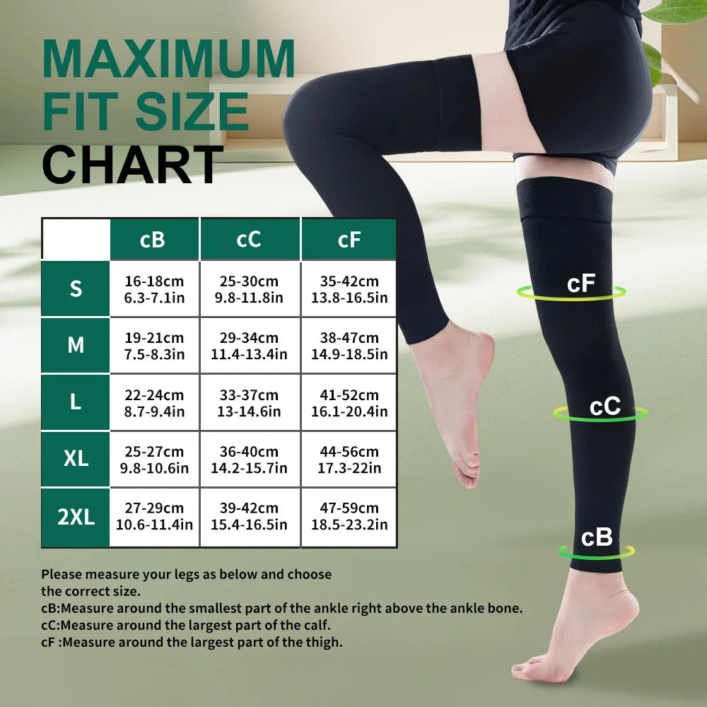 Footless Thigh-High Compression Stockings, 23–32 mmHg