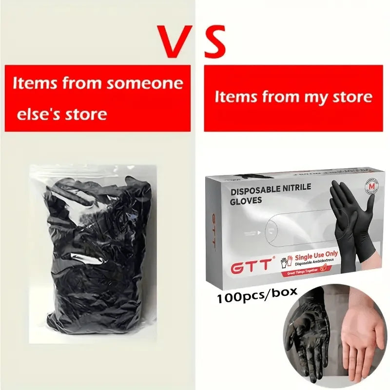 Black Nitrile Disposable Gloves, Multiple Sizes