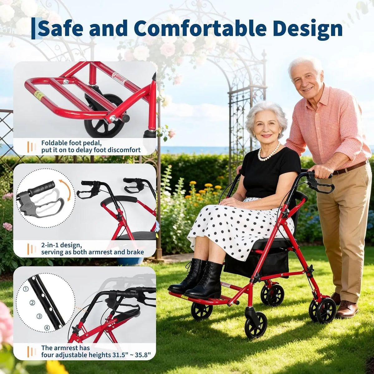 2-in-1 Rollator Walker and Wheelchair
