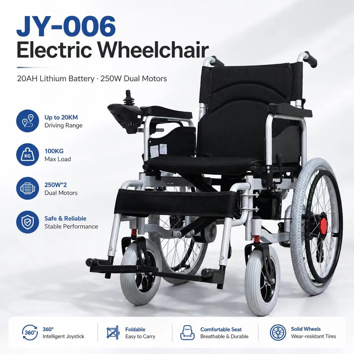 Foldable Dual-Motor Power Wheelchair