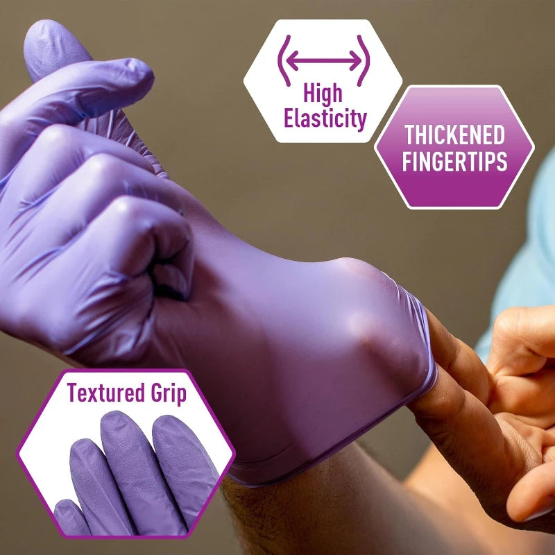 Purple Powder-Free Nitrile Gloves, Latex-Free