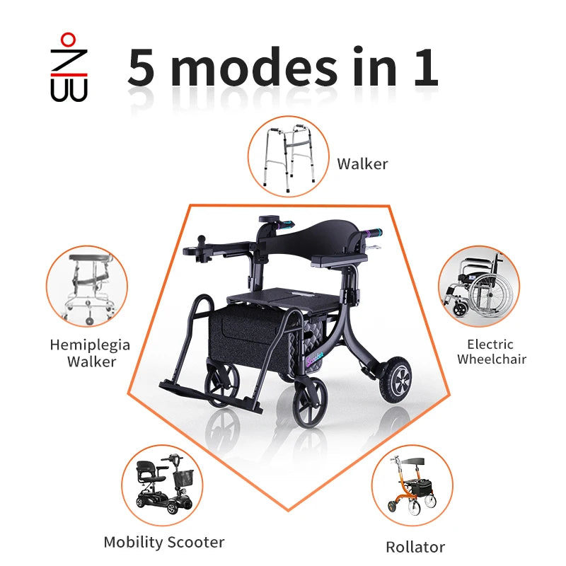 Electric Foldable Rollator Walker with Seat