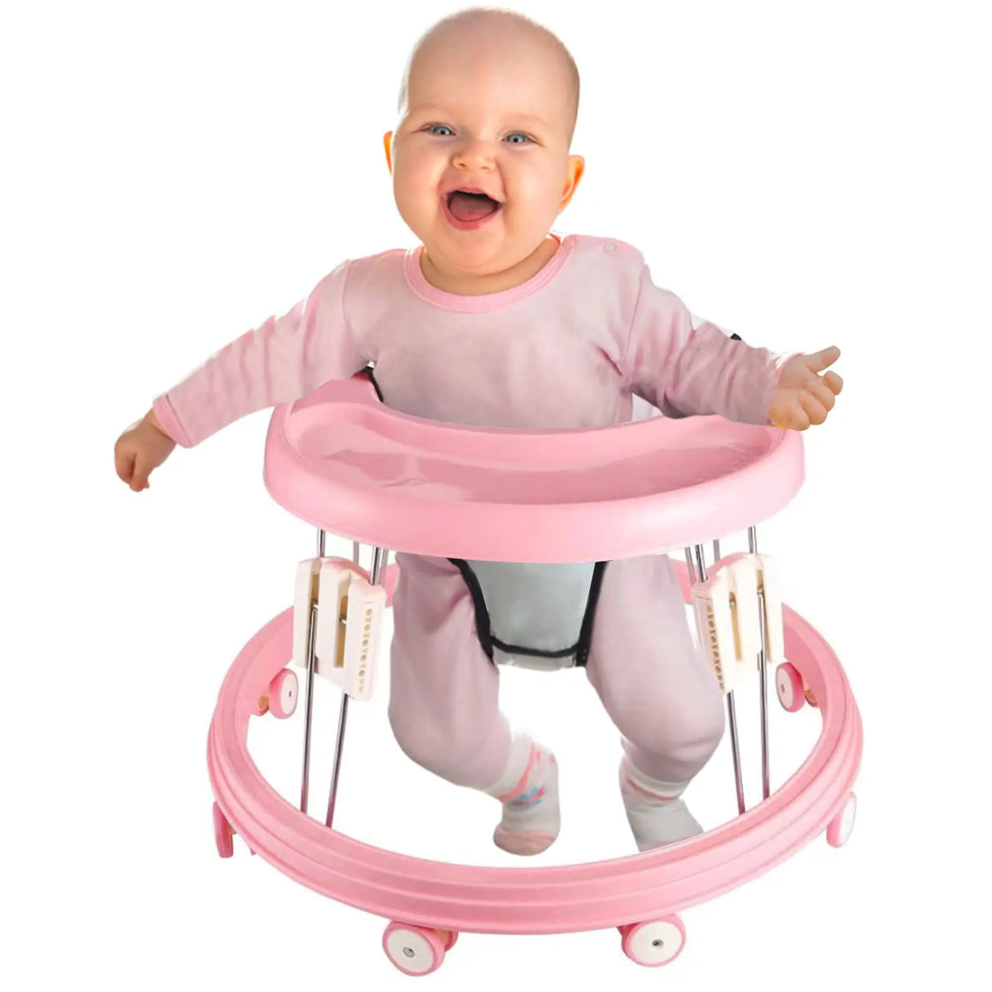 Foldable Baby Walker with Brake and 5 Height Settings