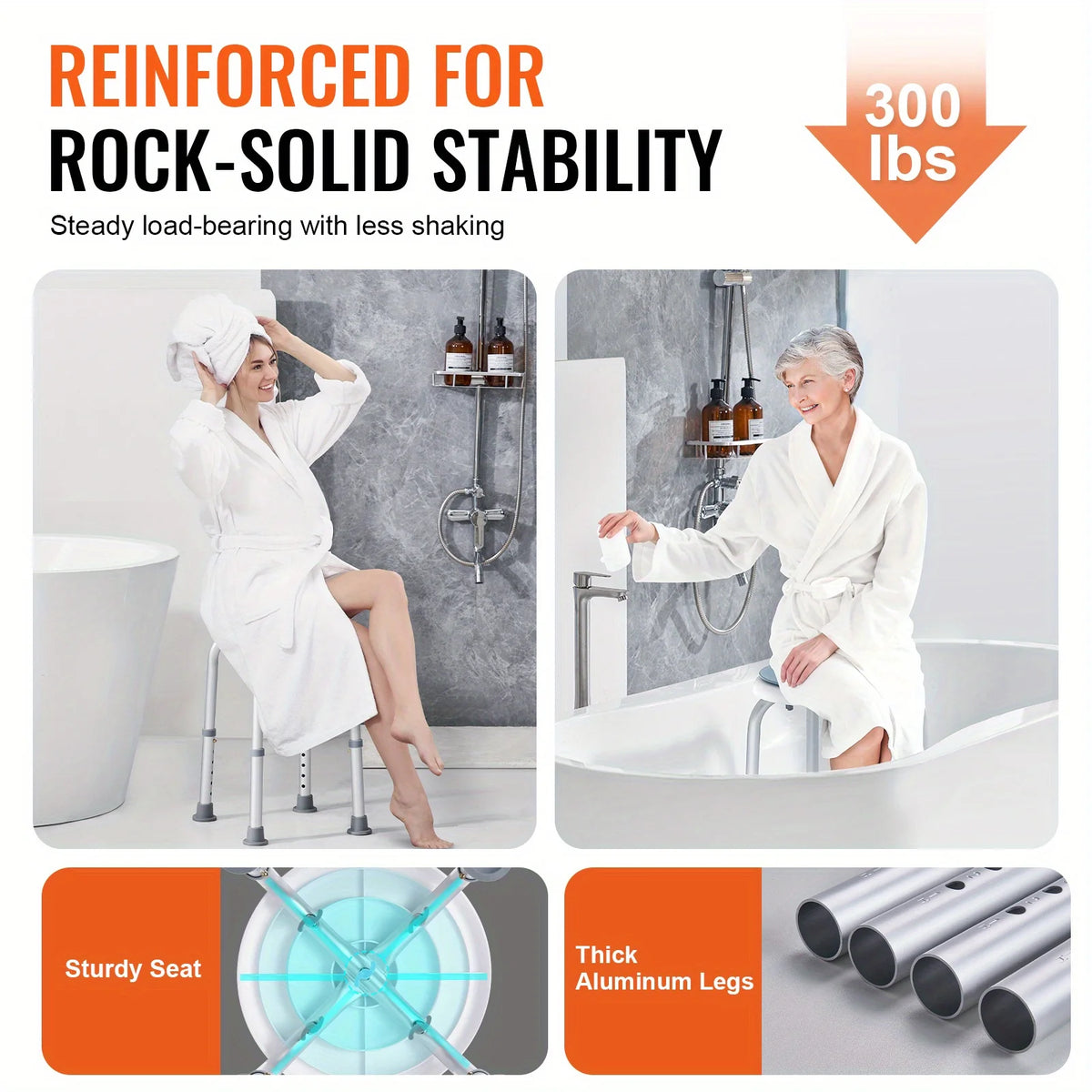 360-Degree Swivel Shower Seat for Bathtub