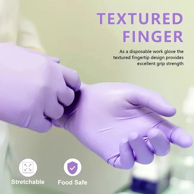 Purple Disposable Nitrile Gloves, 100 Pack