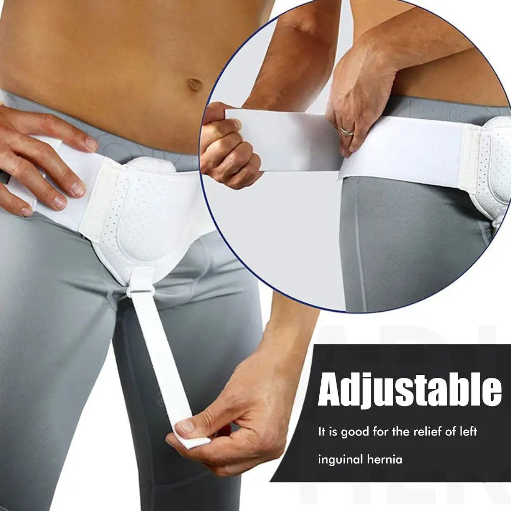 Adjustable Groin Hernia Support Belt with Removable Pads