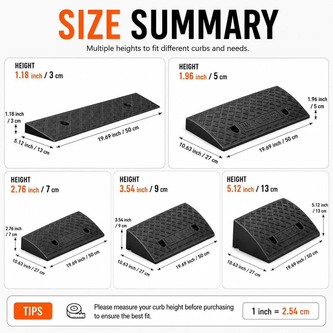 Portable Plastic Curb Ramp Set for Driveways and Sidewalks