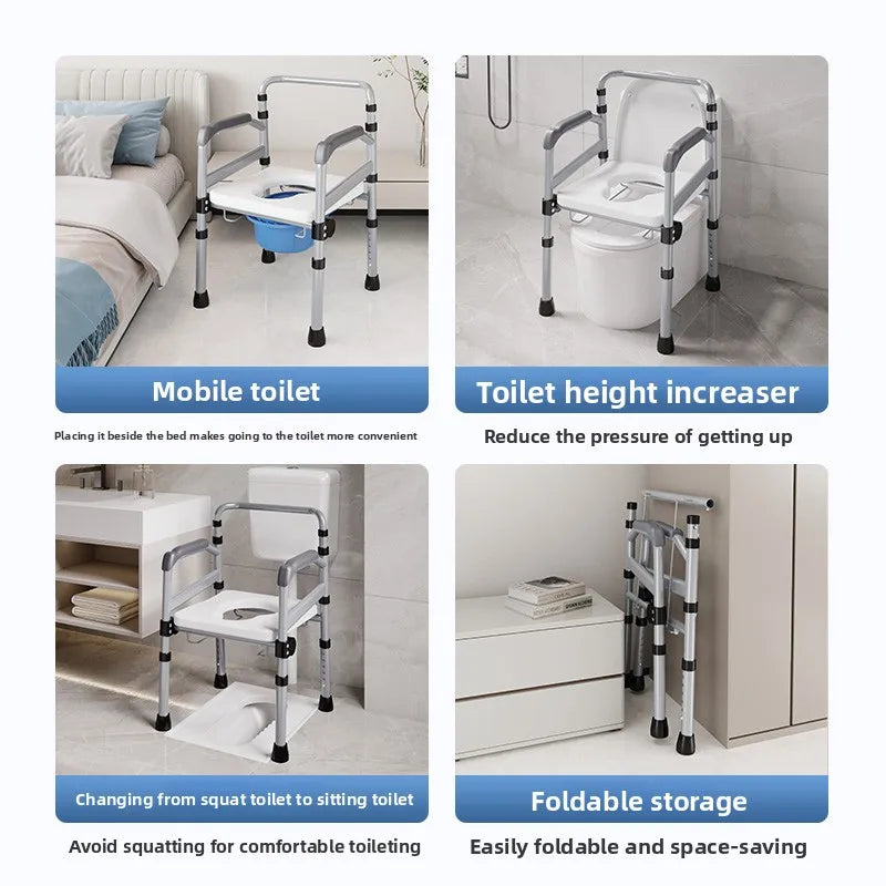 3-in-1 Bedside Commode Chair with Potty Bucket