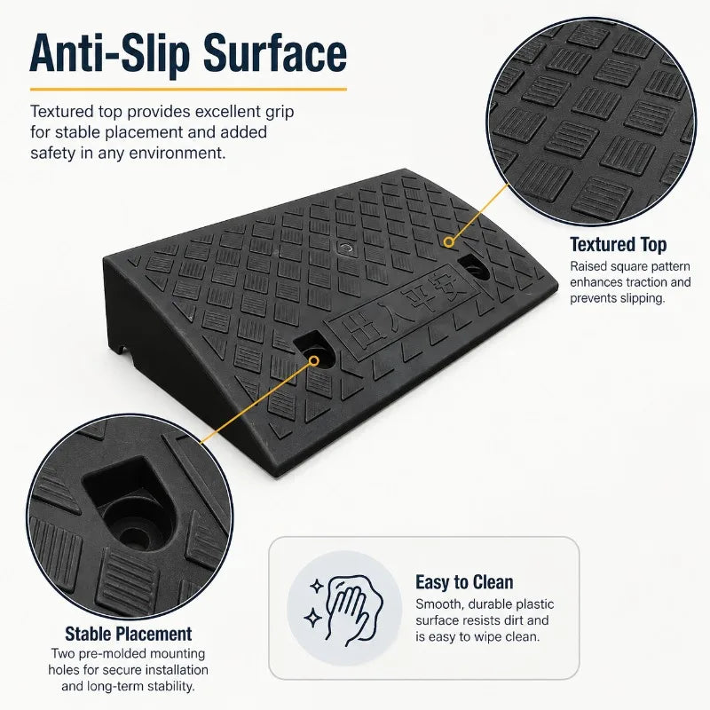 3 cm Portable Non-Slip Rubber Curb Ramp for Wheelchairs and Scooters