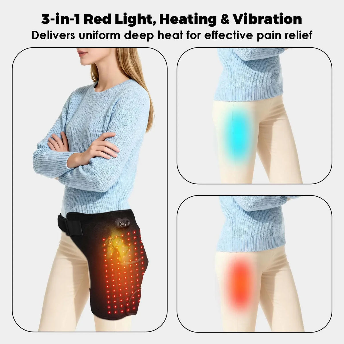 Cordless Heated Hip Support Brace with Vibration