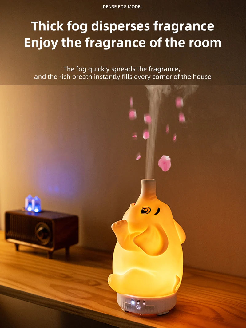 Elephant Aroma Diffuser with Mist and Night Light