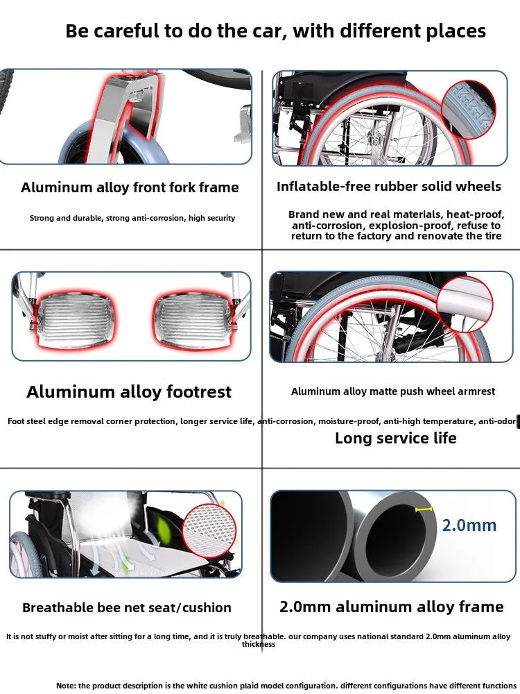 Compact Foldable Manual Travel Wheelchair