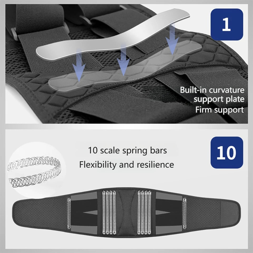 Adjustable Lumbar Back Support Belt with 10 Stays