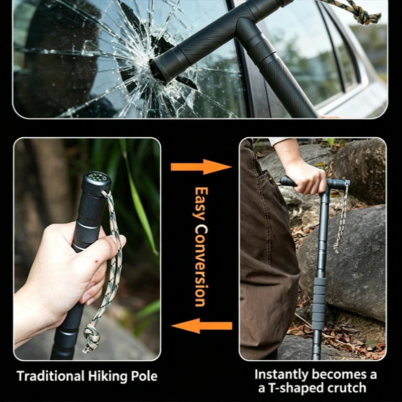 Foldable Adjustable Trekking Pole with T Grip