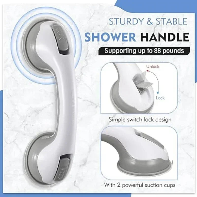 Straight Shower Safety Handle with Double-Lock Vacuum Disc