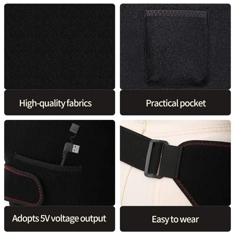 USB Heated Hip Support Brace with 3 Heat Levels