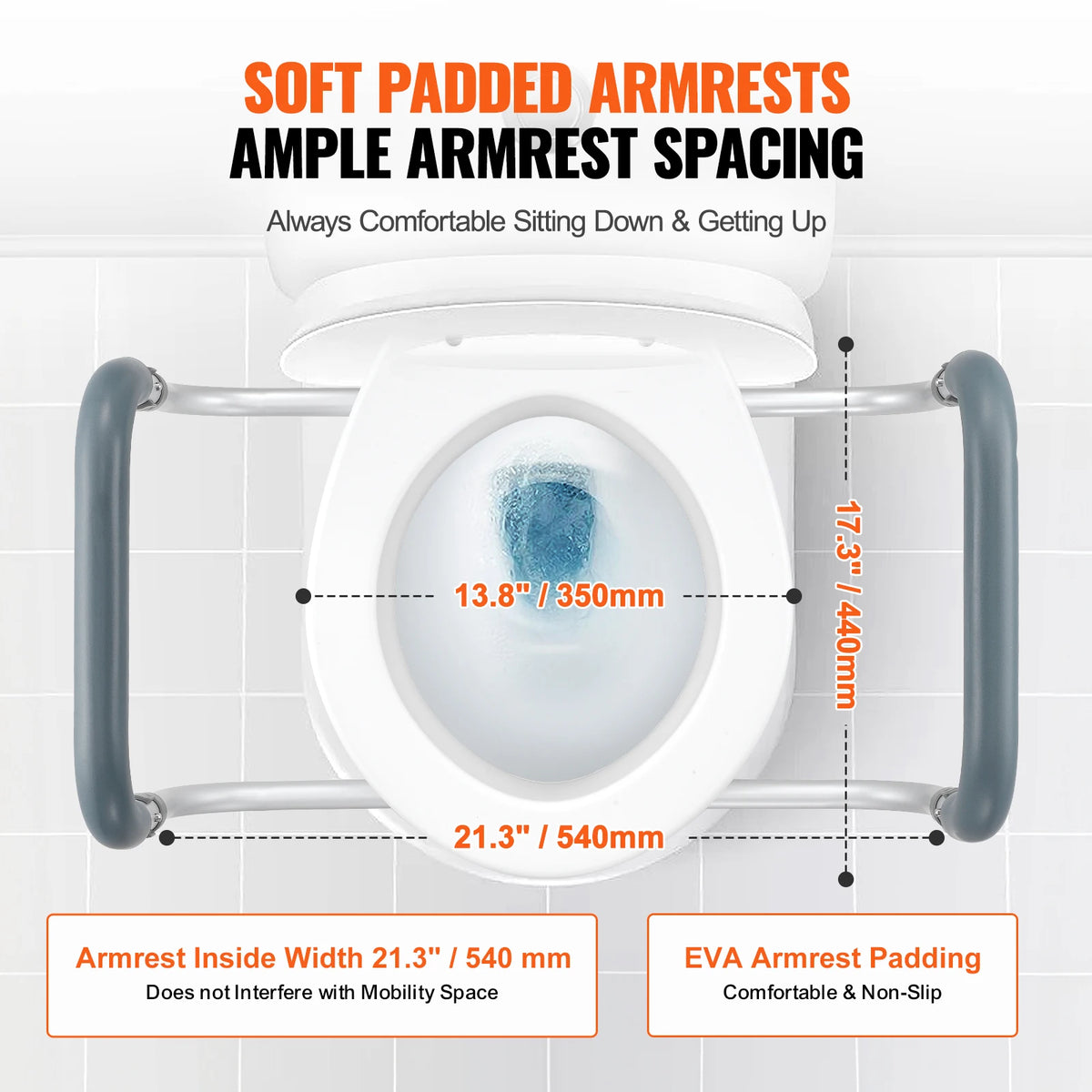 Raised Toilet Seat with Aluminum Handrail
