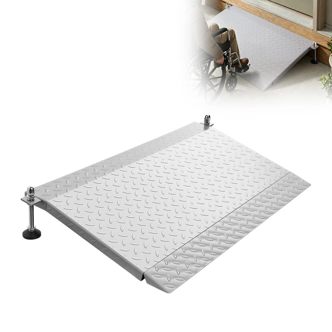 Medwell Aluminum Wheelchair Ramp, 42.5 x 23.2 in, 1000 lbs Capacity