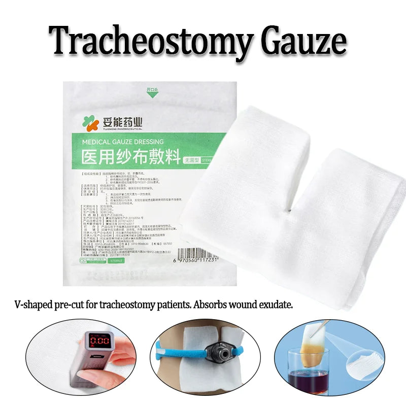 V-Shaped Pre-Cut Tracheostomy Dressing, Sterile Gauze Pads