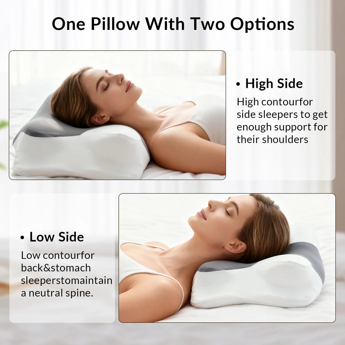 Ergonomic Cervical Memory Foam Pillow with 4-Zone Support