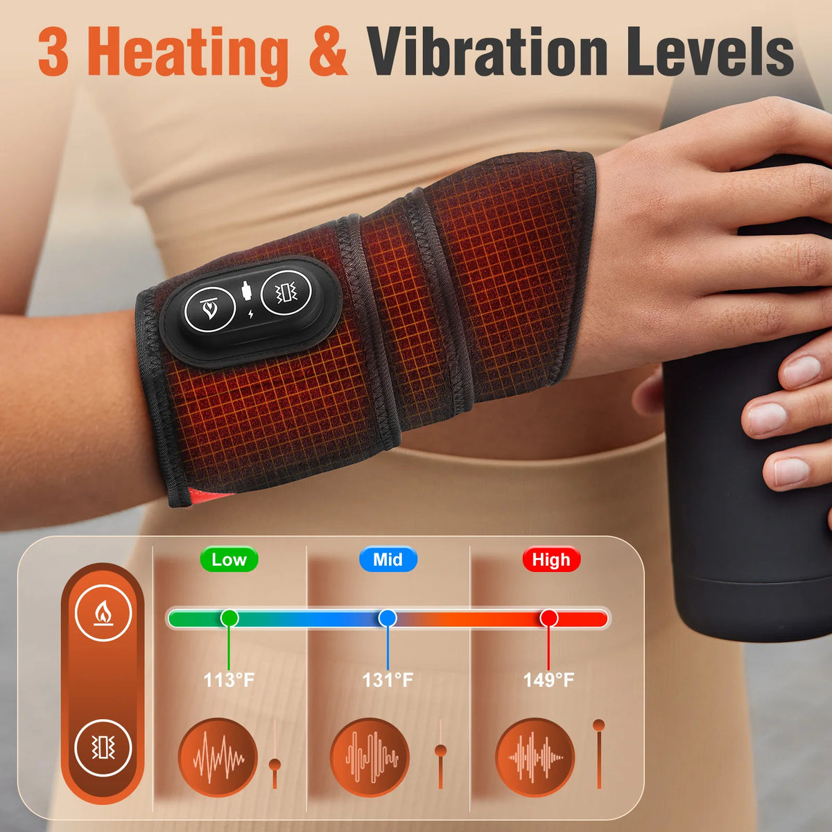 Electric Hot Compress Wrist Wrap with 3 Modes
