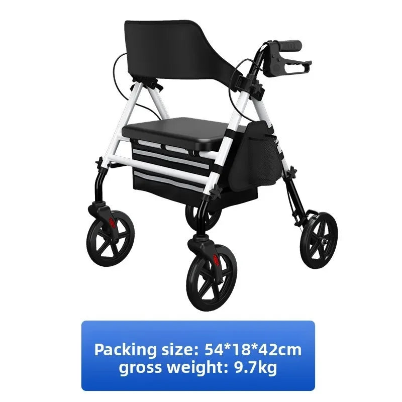 Four-Wheel Folding Walker with Hand Brakes