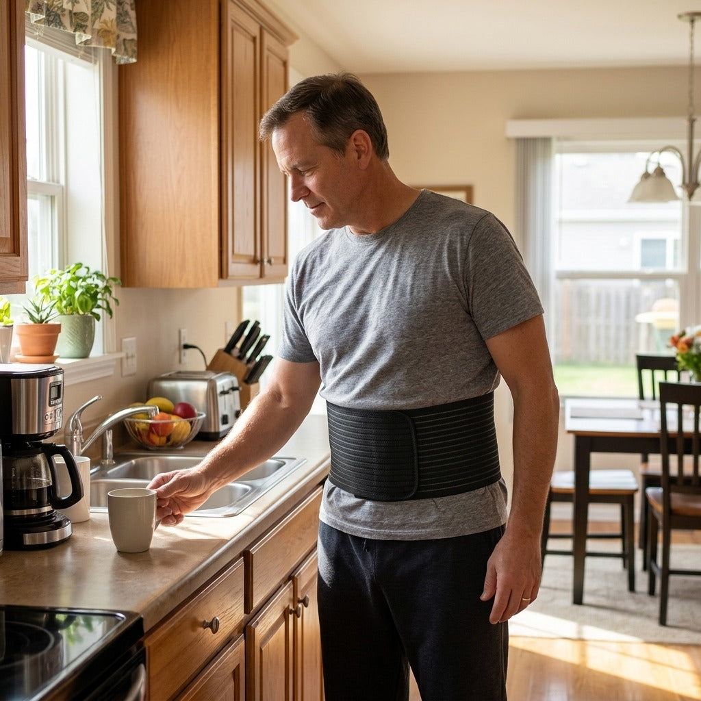 Abdominal Binder with Silicone Pad for Waist Support - at home