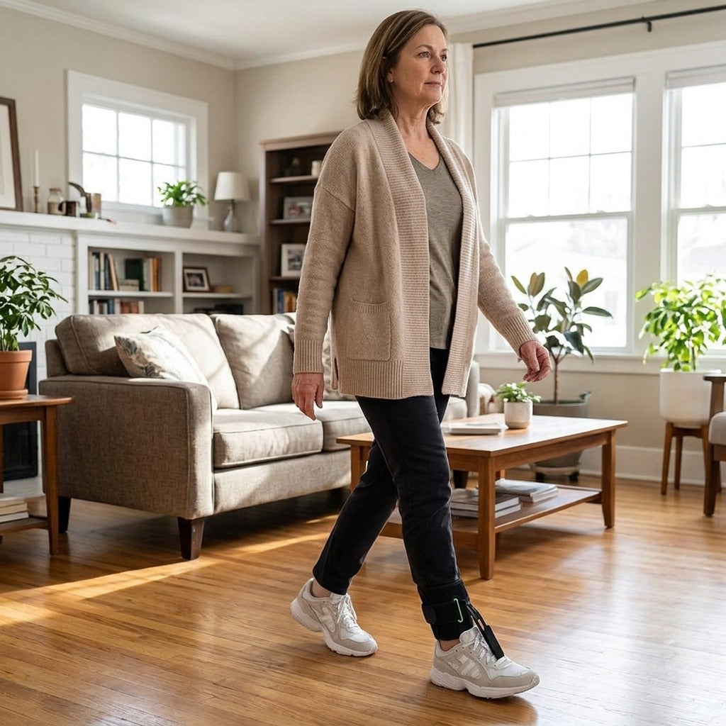 Adjustable Ankle Brace for Foot Drop Support - at home