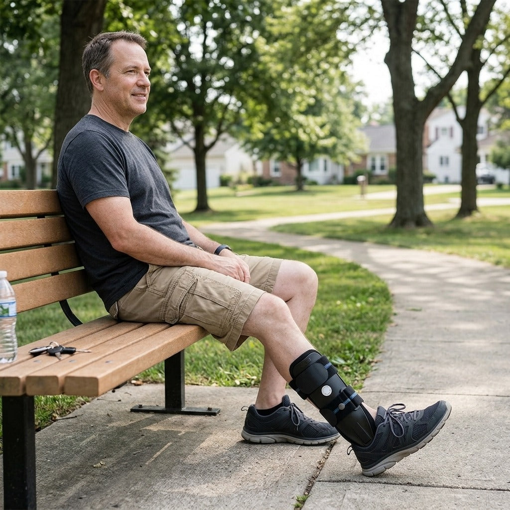 Adjustable Ankle Brace with Foam and Gel Padding - in everyday life