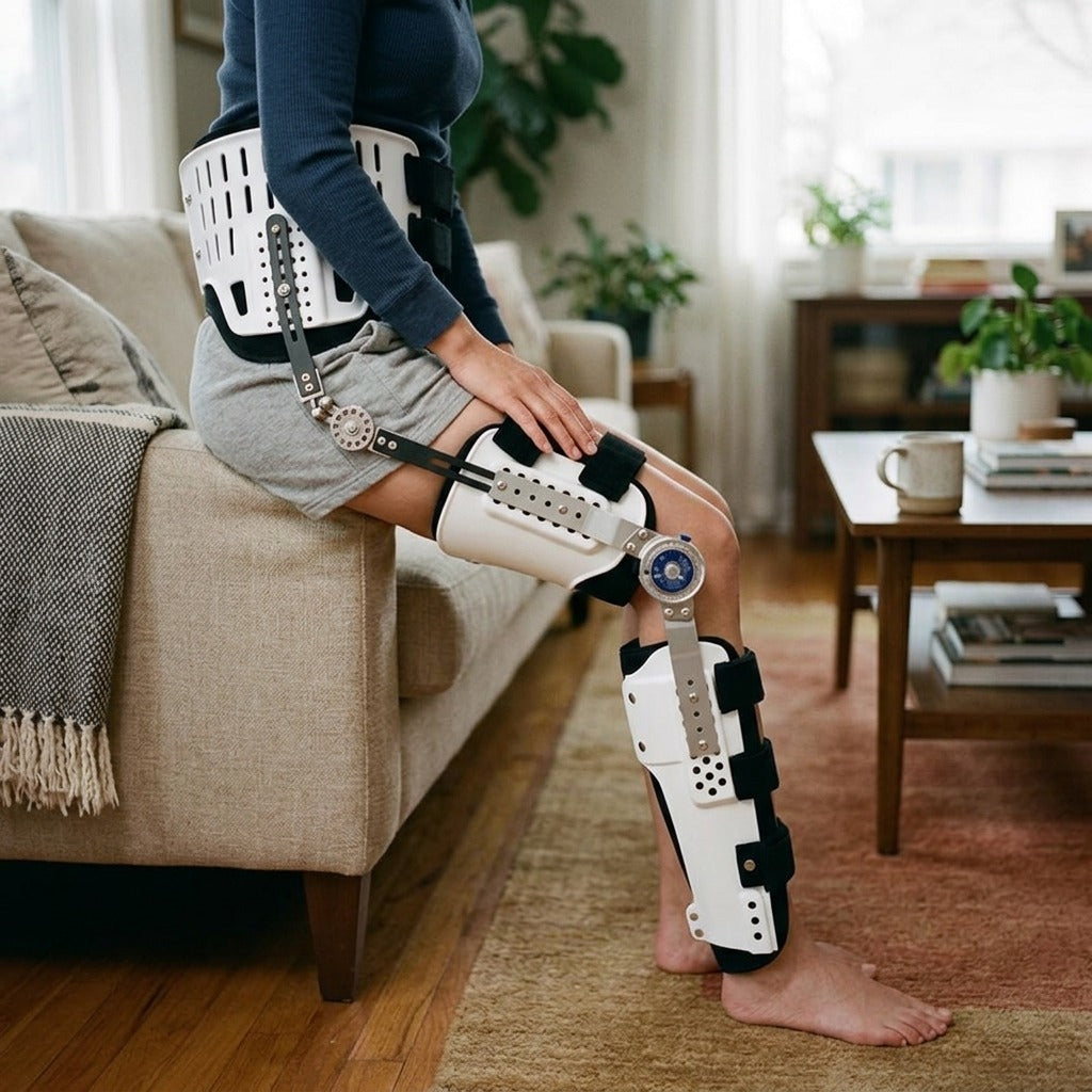 Adjustable Ankle, Foot, Knee and Hip Support - in use