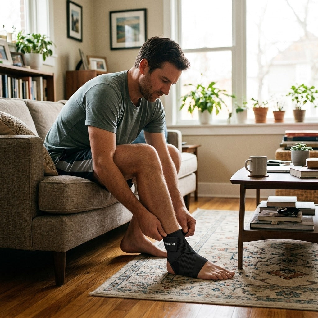 Adjustable Ankle Stabilizer for Sports and Fitness - at home