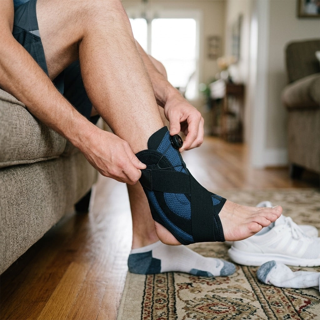 Adjustable Ankle Support Brace - in use