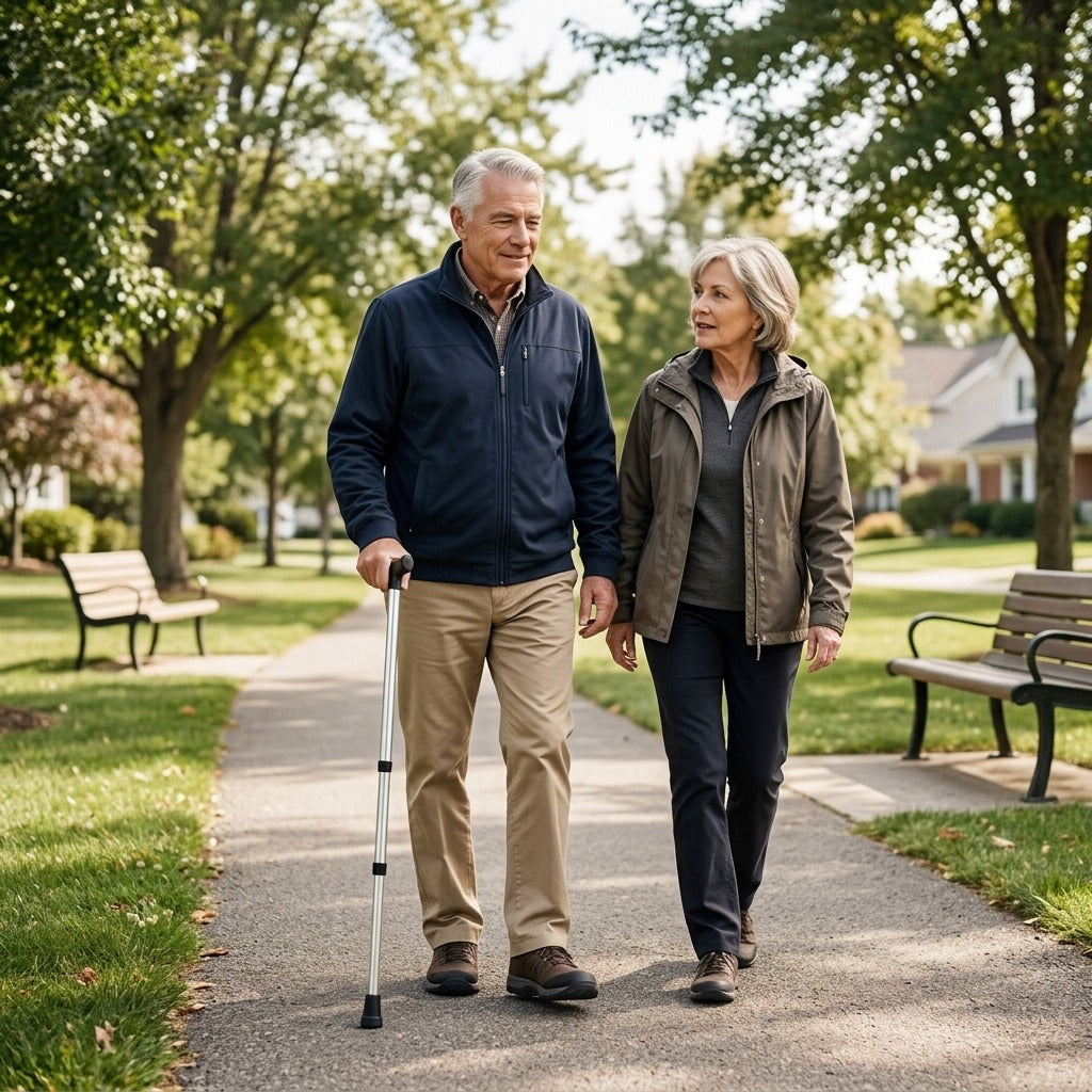Adjustable Anti-Skid Walking Stick - in everyday life